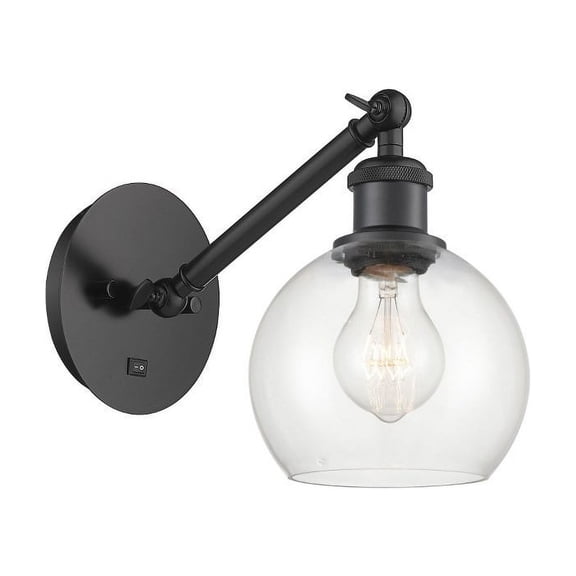 317-1W-BK-G122-6-LED-Innovations Lighting-Athens - 1 Light Wall Sconce In Industrial Style-10.5 Inches Tall and 6 Inches Wide Matte Black Clear