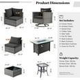 thumbnail image 3 of Ovios 10 Pieces Patio Fire Pit Set Outdoor Wicker Sectional Sofa Conversation Set with Swivel Rocking Chair,Black, 3 of 7