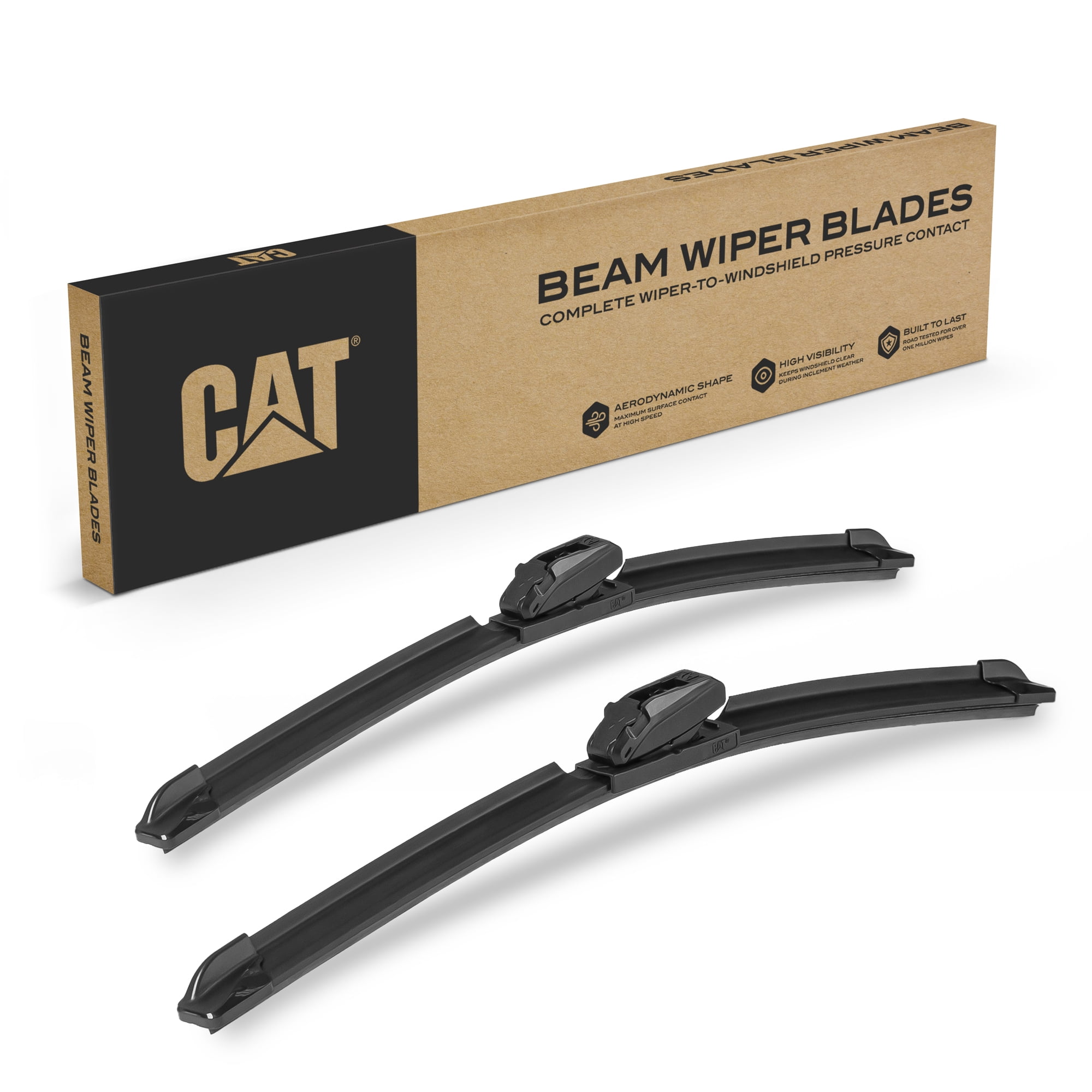 CAT C2.0 Wiper Blades (2-Pack), Front or Rear Wiper Blades for Cars SUVs Trucks, Direct OEM Replacement, Heavy Duty Streak-Free All Seasons Silent Crystal Clear Easy Installation - 24" + 16"