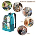 thumbnail image 5 of ZIATUBLES Dinosaur Leaf Print Clear Backpack Heavy Duty, Fabric & PVC Transparent Backpack with Front Pockets & Side Mesh, See Through Bookbag for School College Security, 5 of 7