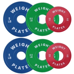 TEQIN Rubber Bumper Plates,Cast Iron 2-Inch Olympics Weight Plates Set for Strength Training,Barbell Free Weight Plate Set, Multiple Sizes For Weight Lifting (1.25LB,2.5LB,5LB,10LB) x2