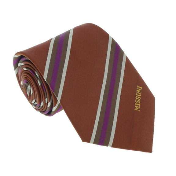 Missoni U5029 Rust/Purple Regimental 100% Silk Tie for mens
