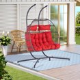 thumbnail image 6 of LEGAHOME Outdoor Wicker Egg Chairs with Stand, 2 Person Swing Chair, Heavy Duty Hammock Chair, Patio Hanging Basket Chair with Cushion, Outdoor Indoor Egg Chair for Kids Teens Adults, Red, 6 of 7