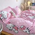 thumbnail image 1 of Sanrio Hello Kitty Bedding Set Cartoon Kids Single Double Queen Size Flat Sheet Duvet Cover Pillowcase Bed Linens Home Textile, 1 of 6