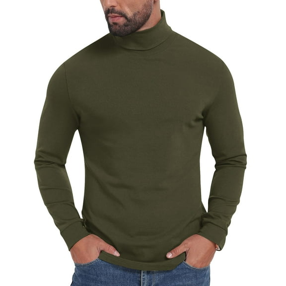 OGLCCG Mens Turtleneck Sweater Slim Fit Pullover Thermal Sweater Tops Lightweight Casual Long Sleeve Knitted Junmper Tops,XL,Green