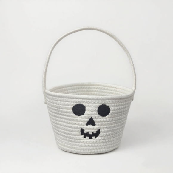 Todaioua Halloween Basket Cute Black Cat Pumpkin Cotton Rope Woven Basket Trick or Treat Boo Tote Bags Spooky Halloween Candy Bucket Halloween Party Home Decorations Indoor