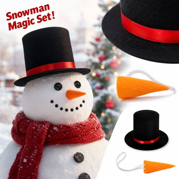 LNZGNM Unisex Snowman Hat, Festive Winter Theme, with Accessory Set, Cozy and Warm for Christmas Parties, Family Gatherings, and Holiday Photos,Black(One Size)