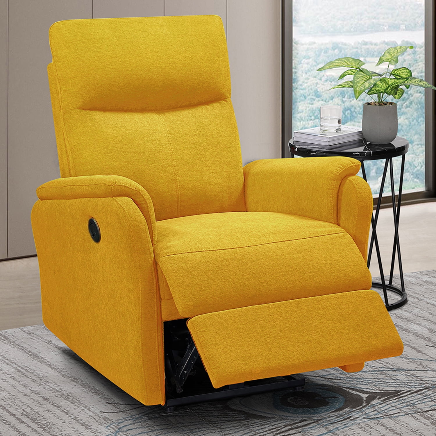 UWRNite Electric Power Recliner Chair, Breathable Fabric Reclining Chair with USB Ports