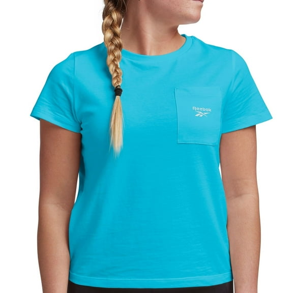 Reebok Womens Solid Basic T-Shirt, Blue, Small