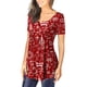 thumbnail image 4 of Puntoco - Camiseta de manga corta para mujer con cuello en V y estampado floral Puntoco Puntoco-530, 4 of 7