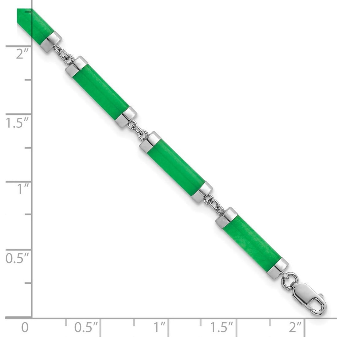 4.15mm 925 Sterling Silver Rhodium Plated Polished Dyed Jade Bars Bracelet 8 Inch Link Bracelet for Women