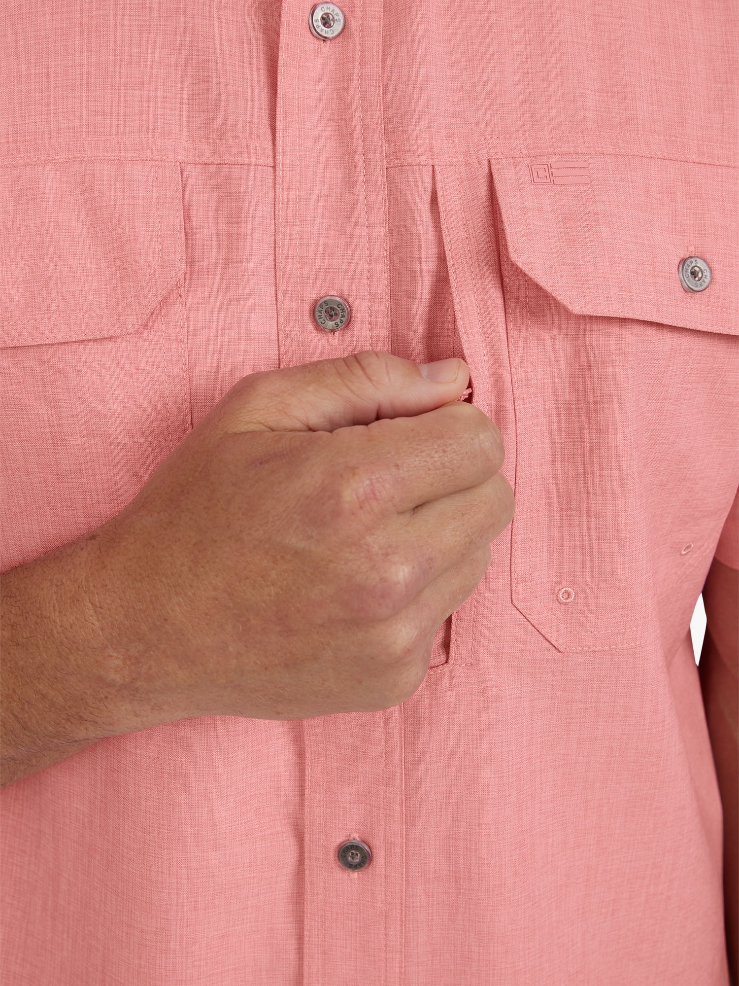 Chaps Men's and Big Men's Short Sleeve Everyday Performance Chambray Shirt, Sizes S-3XL
