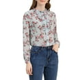 thumbnail image 6 of MODA NOVA Juniors Ruffle Collar Long Sleeve Button Down Floral Shirt Light Blue XL, 6 of 7