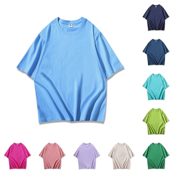 Paiwinds Men's Heavyweight T-Shirt - Short Sleeve Round Neck, Washed Wax Cotton Casual Top, Breathable Solid Tee for Summer Fashion