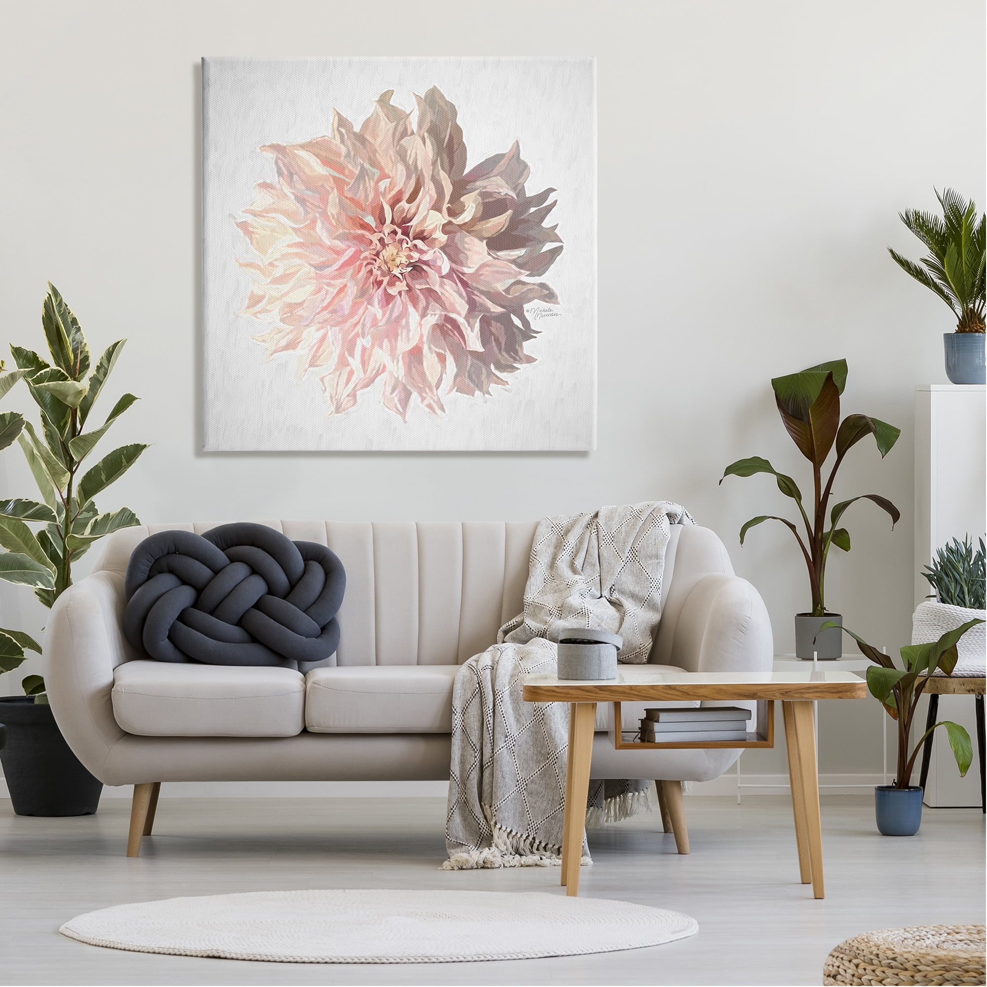 Stupell Industries Abstract Dahlia Flower Blossom Pink Sunlit Petals Painting Gallery Wrapped Canvas Print Wall Art, Design by Michele Norman