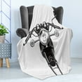 thumbnail image 4 of Motorcycle Soft Flannel Fleece Throw Blanket, Front Side View of a Chopper on Plain Background Classic Cruiser, Cozy Plush for Indoor and Outdoor Use, 60" x 80", Charcoal Grey and White, by Ambesonne, 4 of 5
