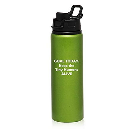 

MIP Brand 25 oz Aluminum Sports Water Travel Bottle Keep The Tiny Humans Alive Funny Teacher Nurse Pediatrics Gift (Green)