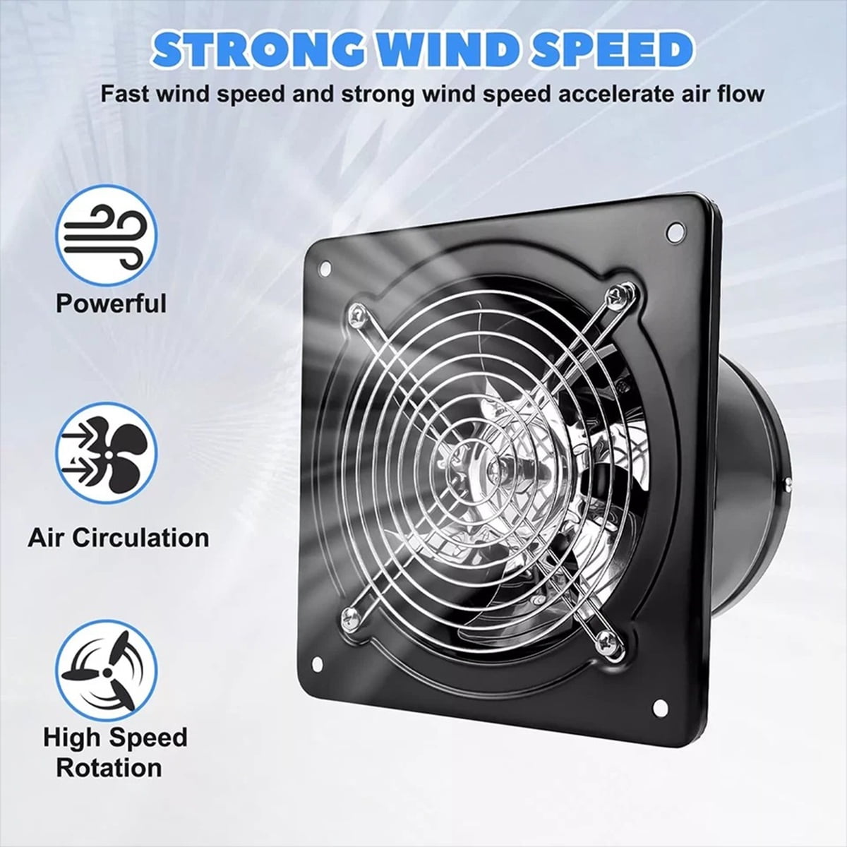 Eurhowing 8 Inch Exhaust Fan, 110V Wall Mount Ventilation Fan with Power Cord, Quiet Exhaust Fan for Kitchen, Bathroom, Laundry Room, Garage