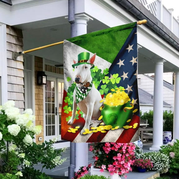 Bull Terrier - Happy St. Patrick Day Flag - Garden Flag (11.5" x 17.5")
