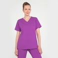 thumbnail image 2 of Antimicrobial Women's Scrub V-neck Top, XS, Plum Purple, 2 of 8
