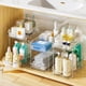 thumbnail image 1 of Organizadores de baño Delamu, paquete de 3 unidades, 2 niveles, para debajo del lavabo, transparentes, 1 of 8