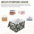 thumbnail image 6 of Yayeee Collapsible Storage Bin with Lid Fabric Closet Decorative Basket with Handles, Green Peacock Pattern, 6 of 7