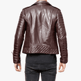 thumbnail image 2 of Real 100% Lambskin Dark Brown Leather Jacket Mens Quilted Cafe Racer Biker Stylish Jacket, 2 of 3