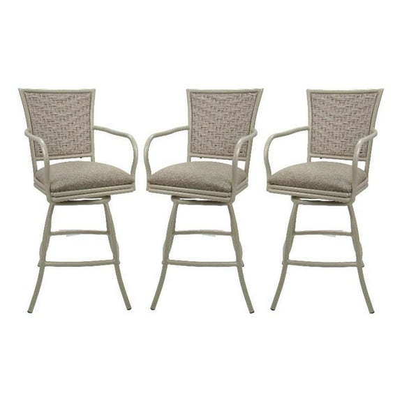Set of 3 - Outdoor Indoor Extra Tall 34" Bar Stool - Erin on Beige Frame