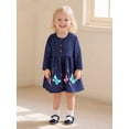 thumbnail image 4 of Emy Dola Toddler Girls Button Down Collar Long Sleeve Dresses 2-7 Years Kids Butterfly Rabbit Applique Dot Casual Cotton Party Christmas Jersey Dress, 4 of 8