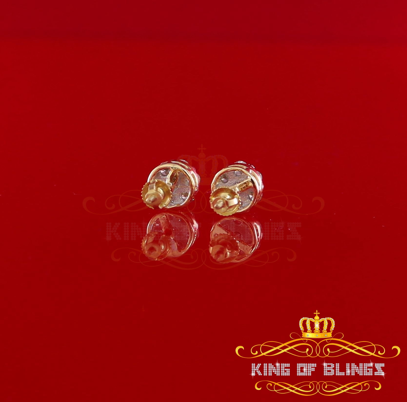King of Bling's 10K Real Yellow Gold with 1.00CT Real Diamond Men's/Women's Stud Round Earrings