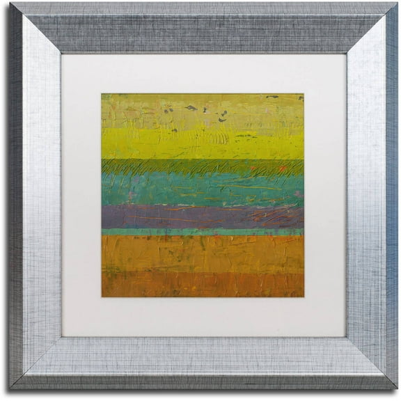 Trademark Fine Art "Chartreuse Line" Canvas Art by Michelle Calkins, White Matte, Silver Frame