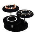 thumbnail image 2 of 3-Tier Wood Covered Velvet Jewelry Display Risers with 3 Round Platforms Jewelry Organizer Holder for Rings Earrings Bracelets Disppay Black 18x19x9.8cm 1pc, 2 of 7