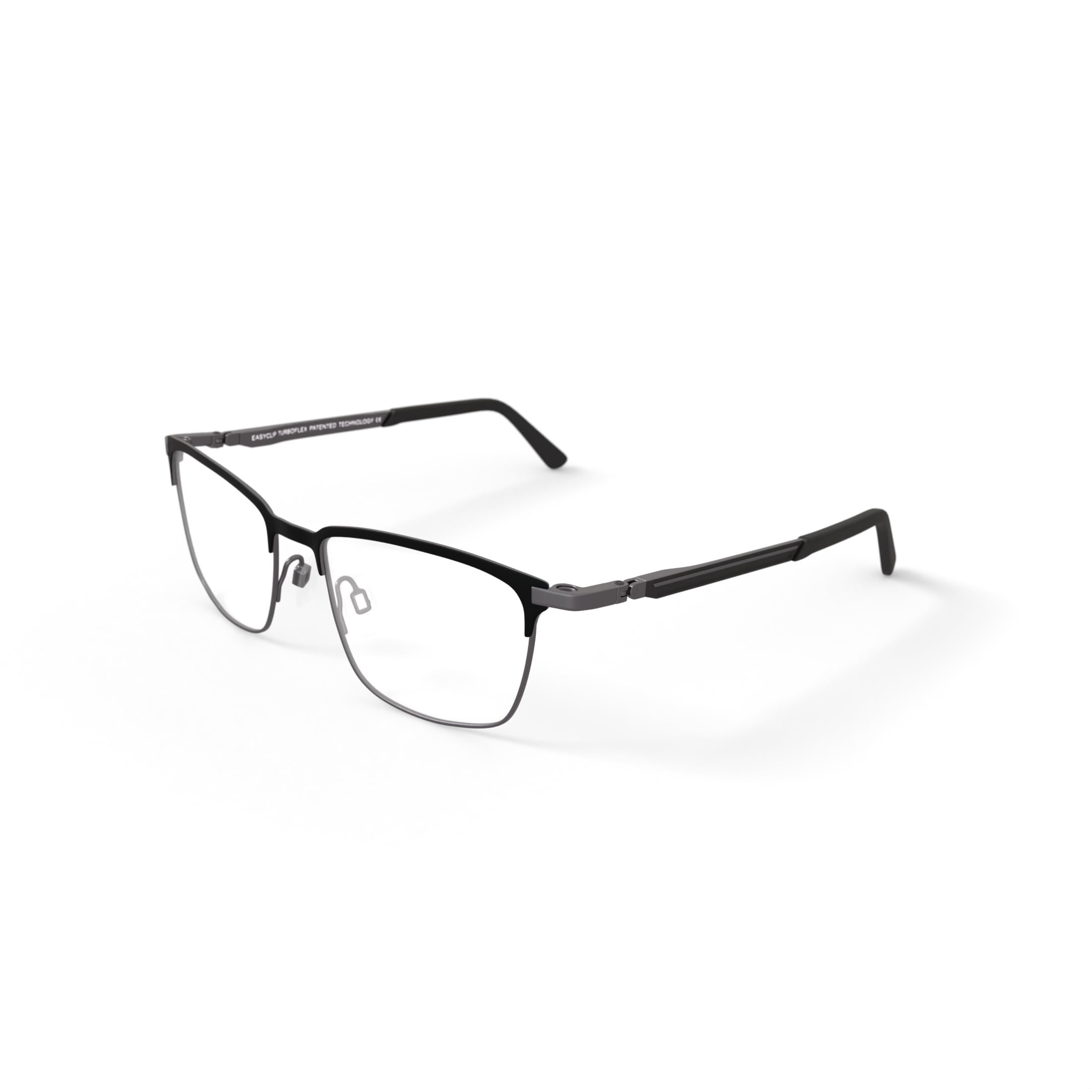 EasyClip Men's EC496 Browline Prescription Eyeglasses with Case, Black