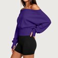 thumbnail image 6 of cocolona Off Shoulder Cropped Sweatshirts for Women Solid Color Long Sleeve Casual Shirts Sporty Trendy Fall Outfits, 6 of 7