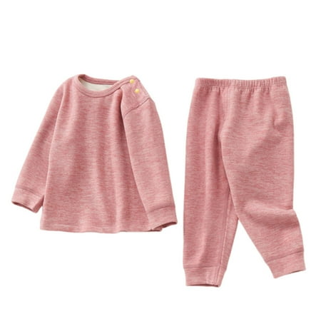 

Jalioing Infant Toddler Baby Loungewear 2 Piece Thermal Clothes Crew Neck Long Sleeve Undershirt Pants Pajama Set