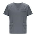 thumbnail image 4 of 3-Pocket V-Neck Scrub Tops for Men - Soft Stretch Anti-Wrinkle Short Sleeve Medical Workwear for Nurse, Dentist, Vets, 4 of 7