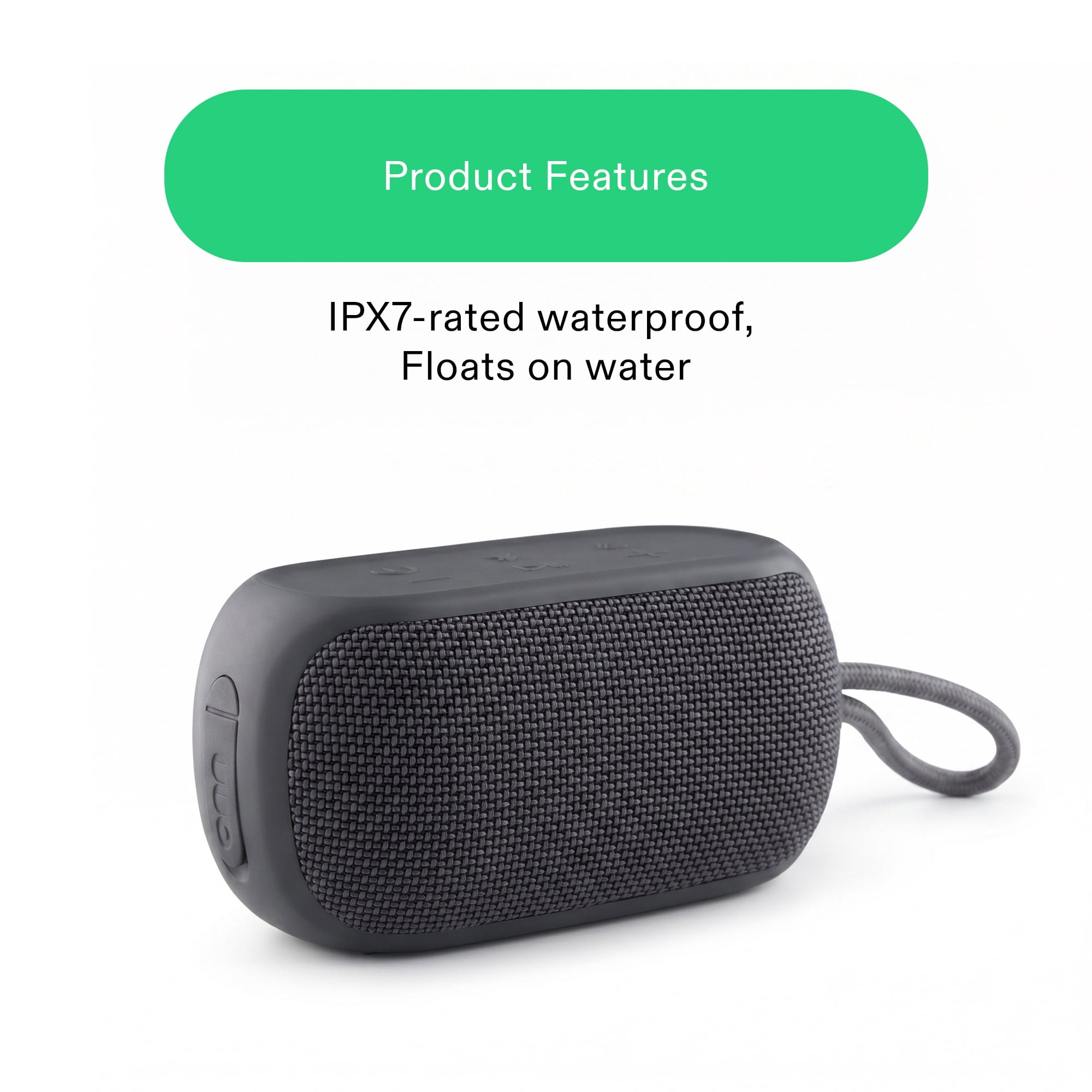 onn Small Rugged Speaker with Bluetooth Wireless Technology, Graystone