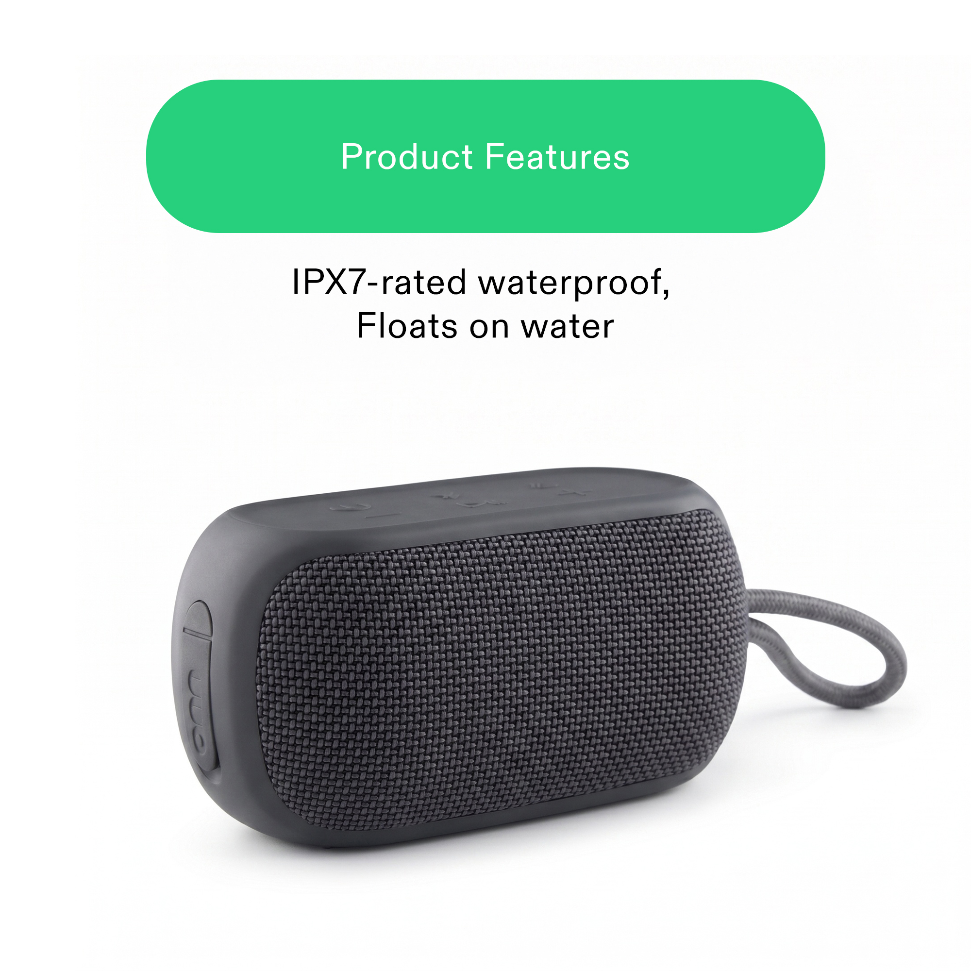 onn Small Rugged Bluetooth Speaker, Graystone photo 3