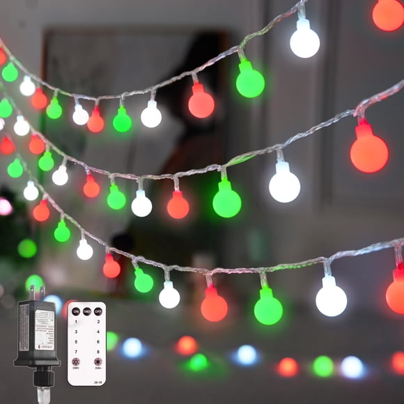 Guirnalda de luces con forma de globo navideño JMEXSUSS, rojo, blanco y verde