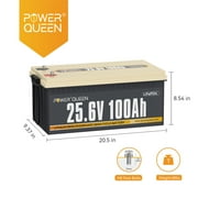 Power Queen 24V 100Ah LiFePO4 Lithium Battery Deep Cycle BMS for Solar , RV ,off-Grid