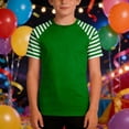 thumbnail image 2 of Glisme Boys Graphic Tees Stripe Print Short Sleeve T Shirt Colorful Festive Comfortable Blend Top For Kids Green Tee Size 1-2 Years, 2 of 4