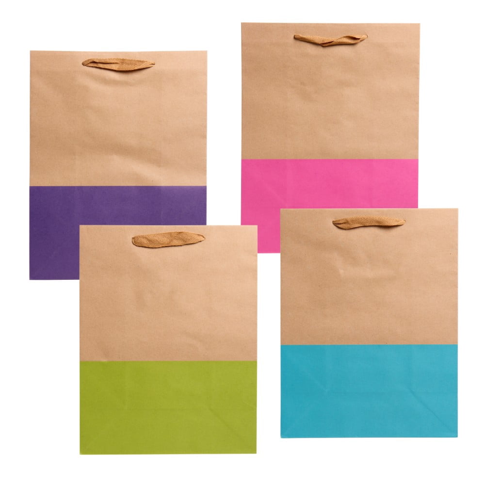 Hello Hobby Large Kraft Color Block Paper Bags, 13 Count, 8 in x 10 in, for Crafting and Gift-Giving
