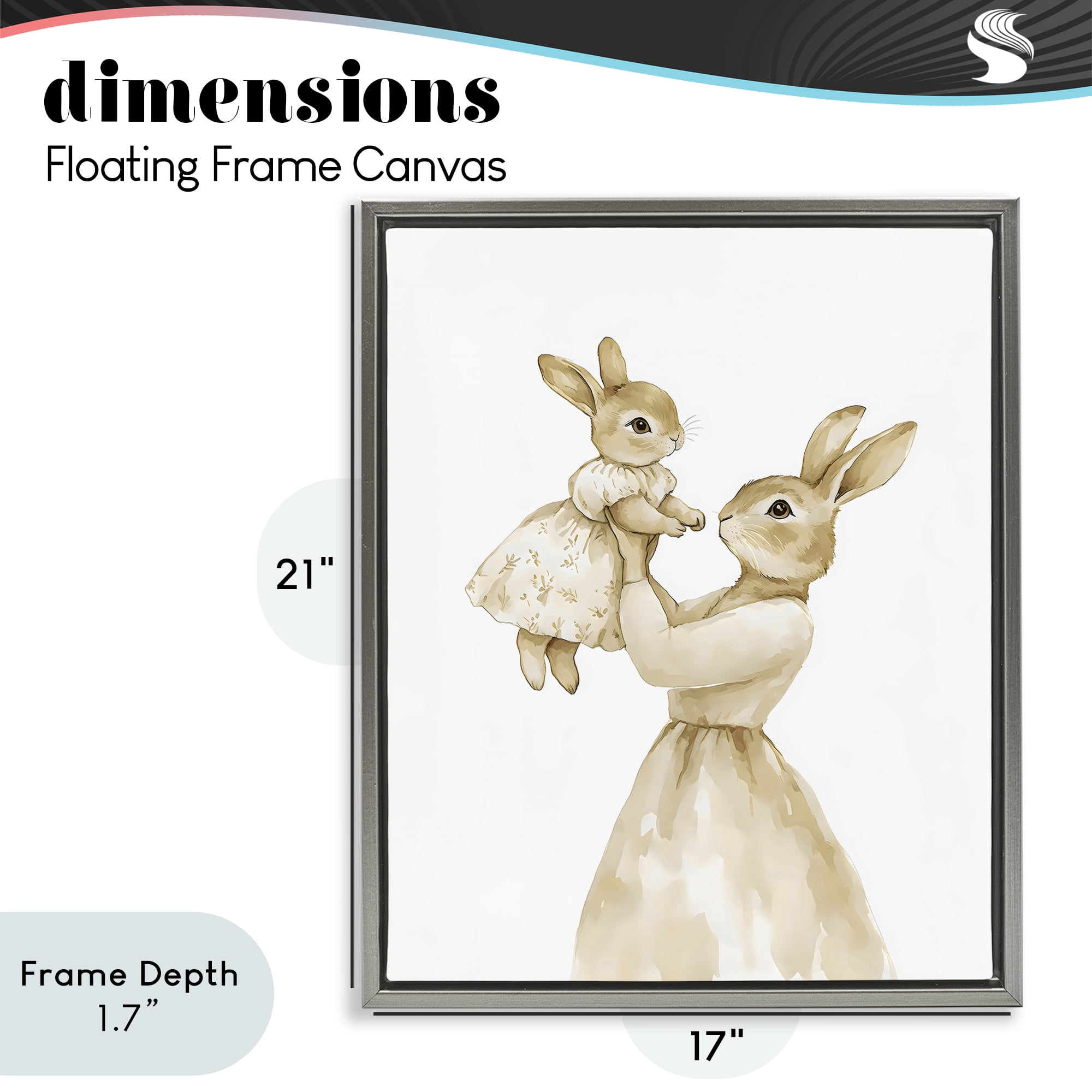 Stupell Industries Tender Mama Rabbit Gray Framed Floater Canvas Wall Art, design by Arlington Prints
