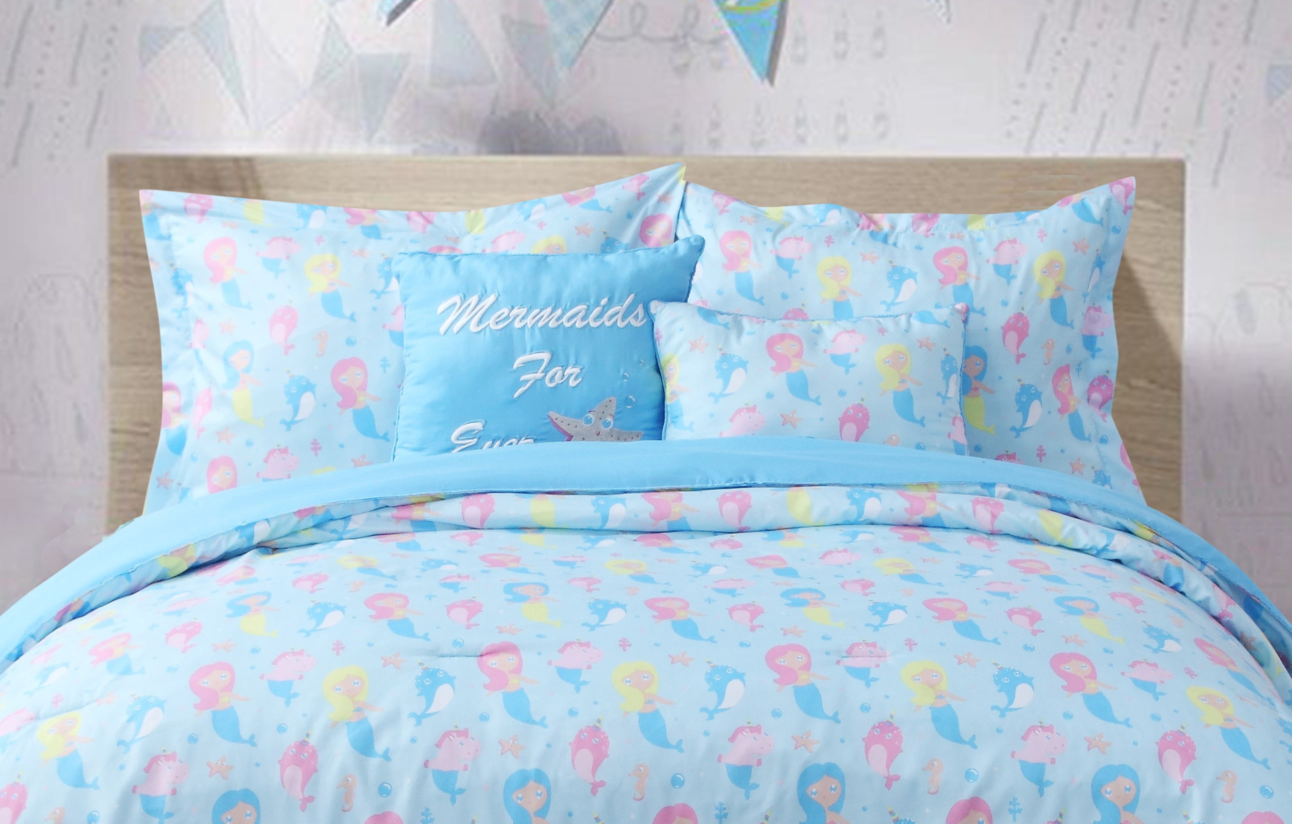 Mermaid 5-piece Comforter Set Blue Full/Queen
