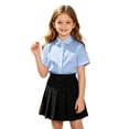 thumbnail image 3 of Shadoumai Girls Button Down Dress Shirts Kids Summer Short Sleeve Shirts for School Uniform Wedding Party Size 2-20,Sky Blue(11-12 Years), 3 of 7