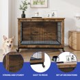 thumbnail image 6 of ModFusion 38.5" Dog Cage and End Table - Rustic Wood Double Entrance Dog Kennel with Adjustable Legs and Wheels, Indoor Pet Furniture, 6 of 10