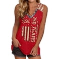 thumbnail image 3 of Womens 4Th of July Tank Top Independence Day Summer Casual Print Sleeveless Blouse America 250 Shirts Red L, 3 of 5