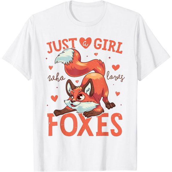 Just a Girl Who Loves Foxes Art Cute Fox Unisex T-Shirt for Men Women Kids
