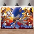 thumbnail image 3 of Fondo de Sonic para fiesta de cumpleaños de niños, decoración de dibujos animados de erizo, fondo para fotografía, pancarta, póster, utilería para estudio de baby shower, 3 of 5