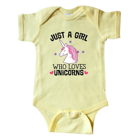 

Inktastic Just A Girl Who Loves Unicorns Gift Baby Girl Bodysuit